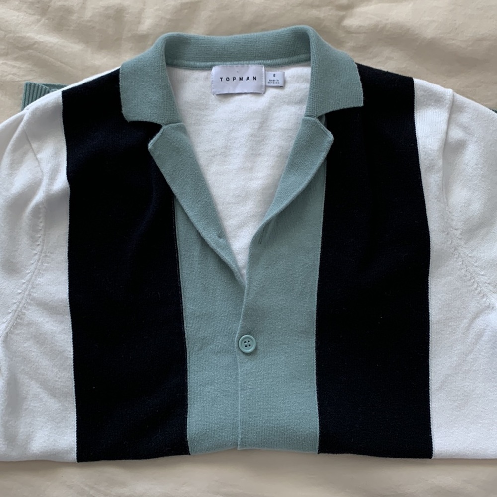 Topman - Knit Button-Up Polo Shirt
